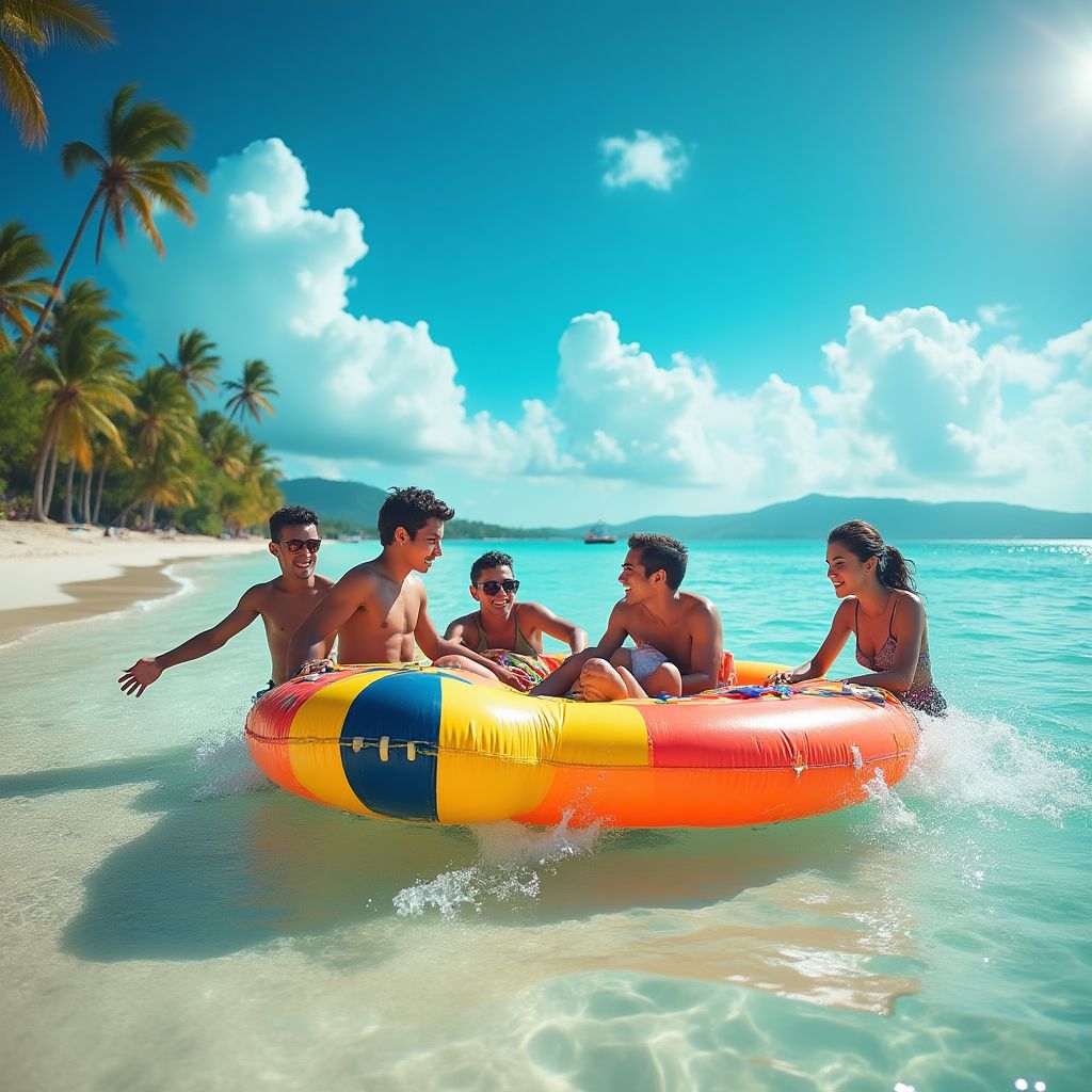 Beach activities with water sports