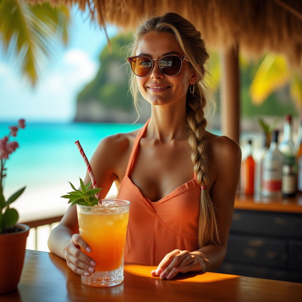 Female cocktail bartender