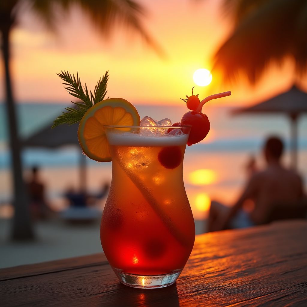 Tropical cocktails at beach bar