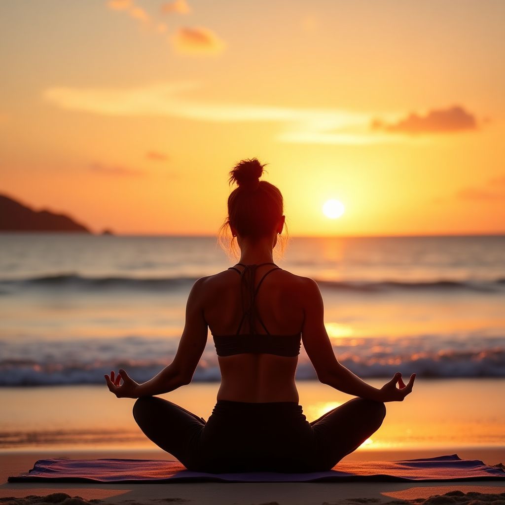 Wellness instructor at beach